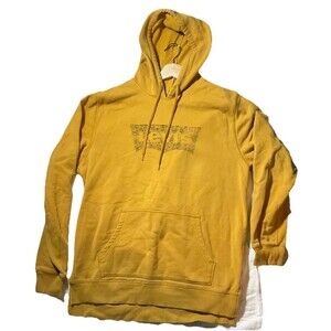 Levi’s Mustard Yellow Logo Fleece Hoodie Pullover Sweatshirt